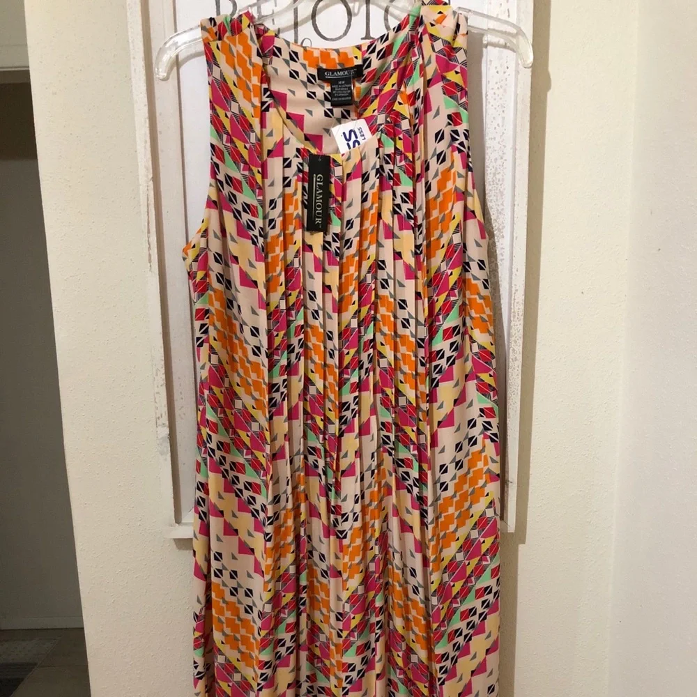 Glamour size 14/14w geometric sleeveless mid calf - Picture 2 of 6